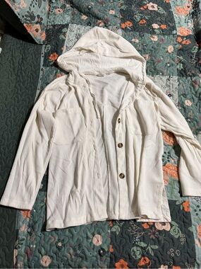 Roxy Off-White Hooded Button-Front Jacket
